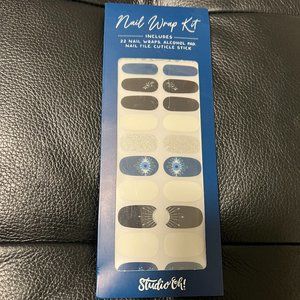 Blue Glitter Evil Eye Nail Wrap Stickers